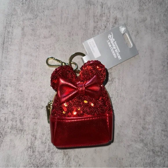 Disney Sequin Mickey Mouse Ear Backpack-Shaped Keychain and Pouch - Picture 1 of 3